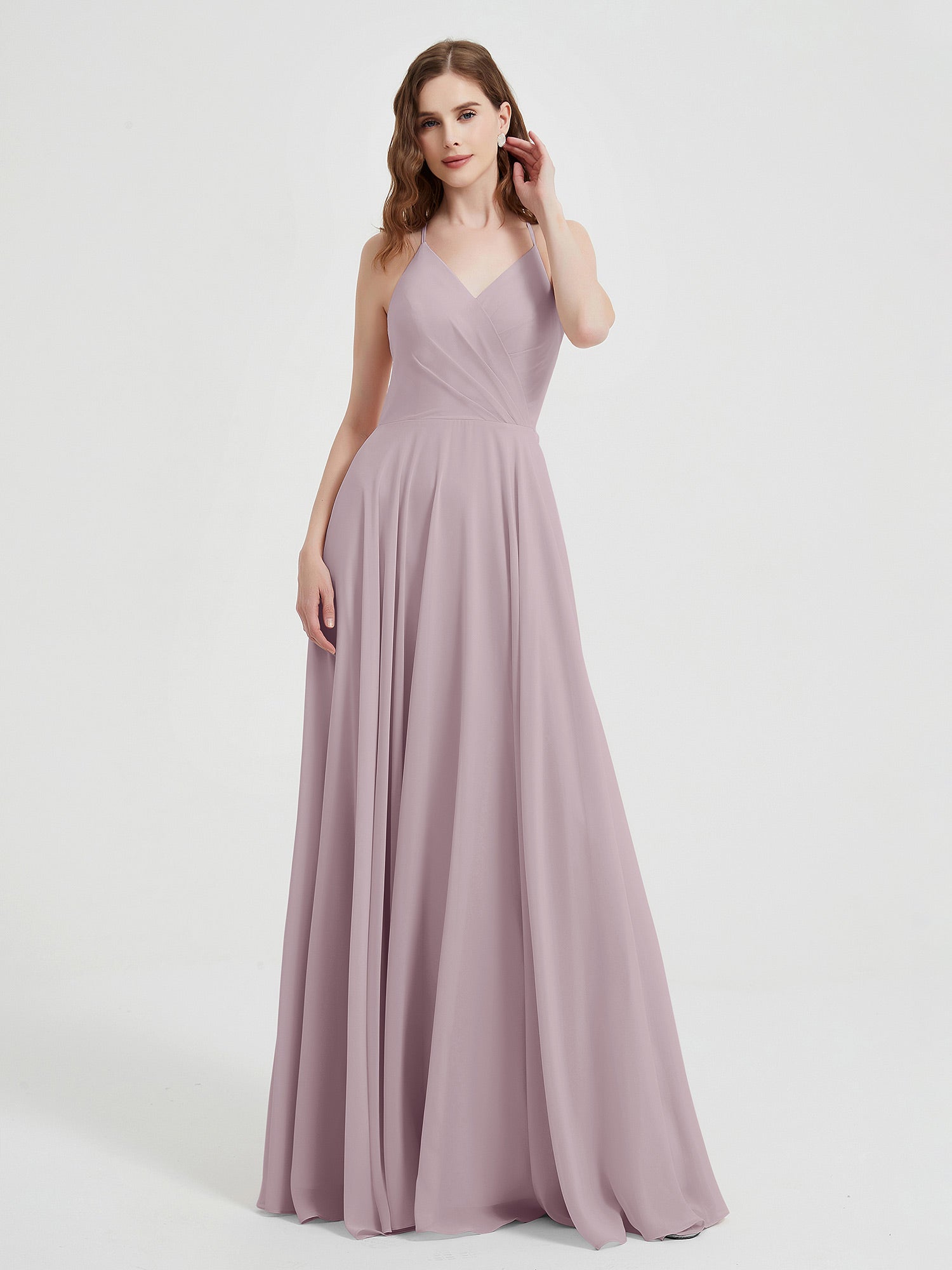 V-neck Bridesmaid Dress with Cross Back Dusk